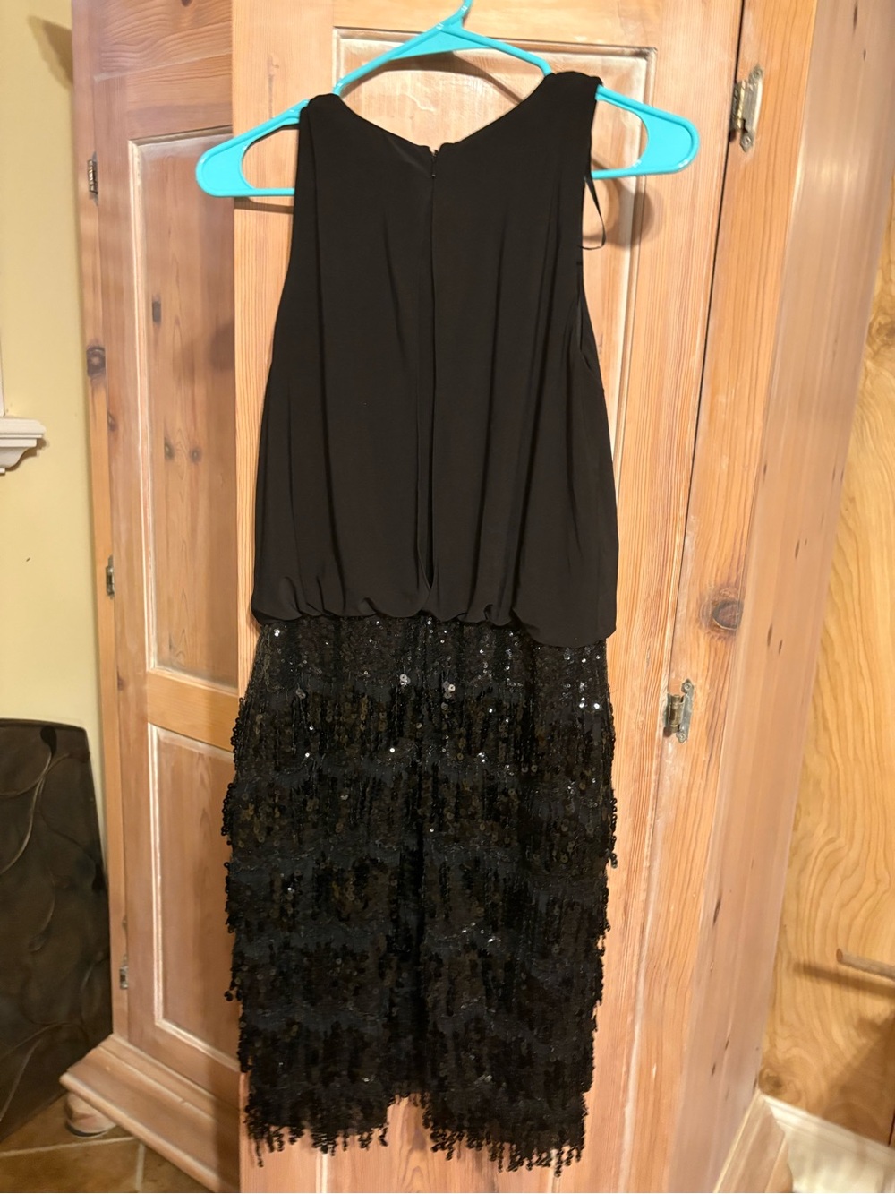 Cache Black Mini Dress with Sequin Tiered Skirt